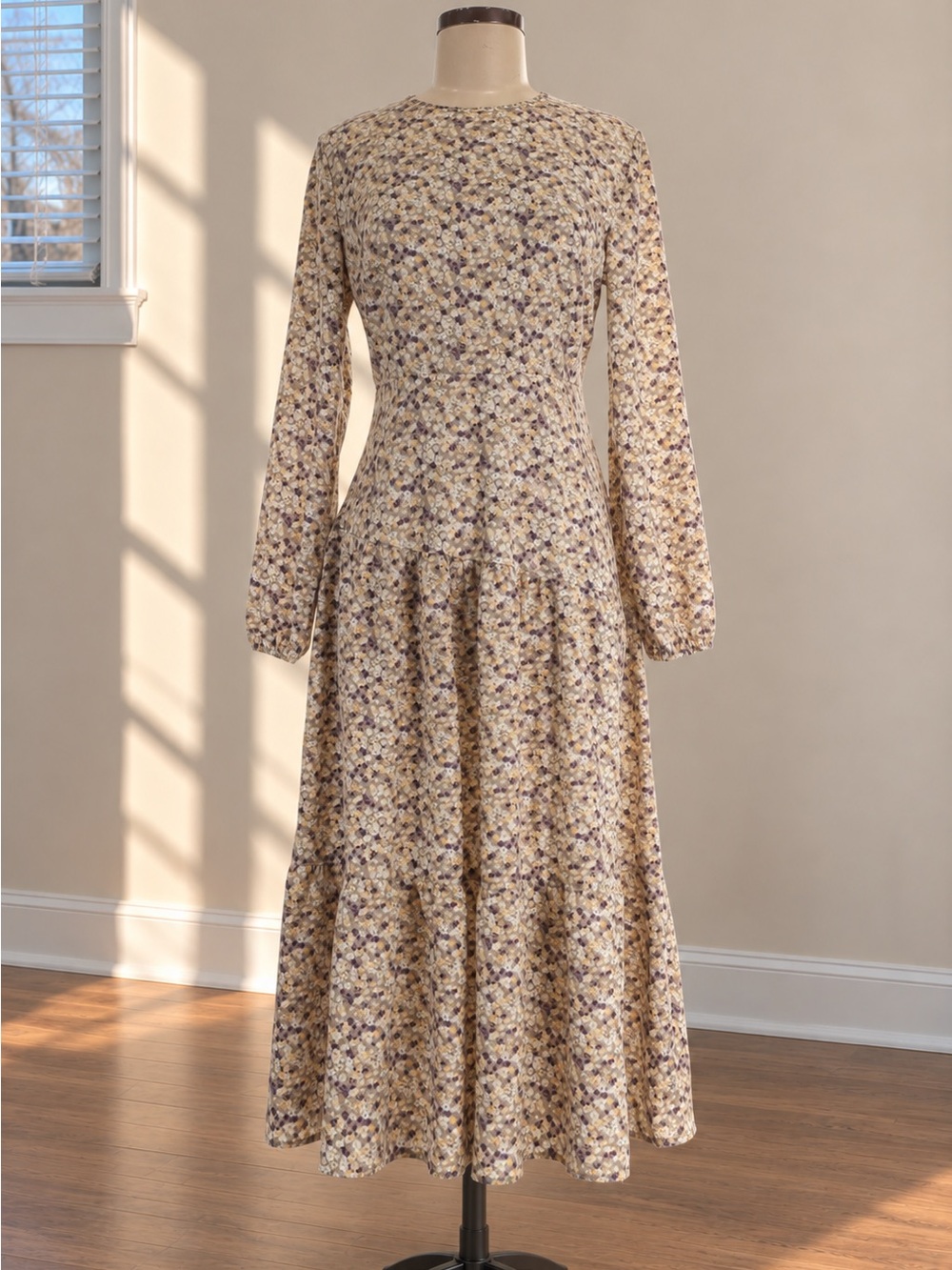 Floral Long Sleeve Maxi Dress | Tiered Cottagecore Modest Dress